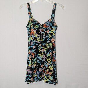 Women's VOLCOM Floral Tank Knit Mini Dress; Peek Hole; Back Zipper; Size M